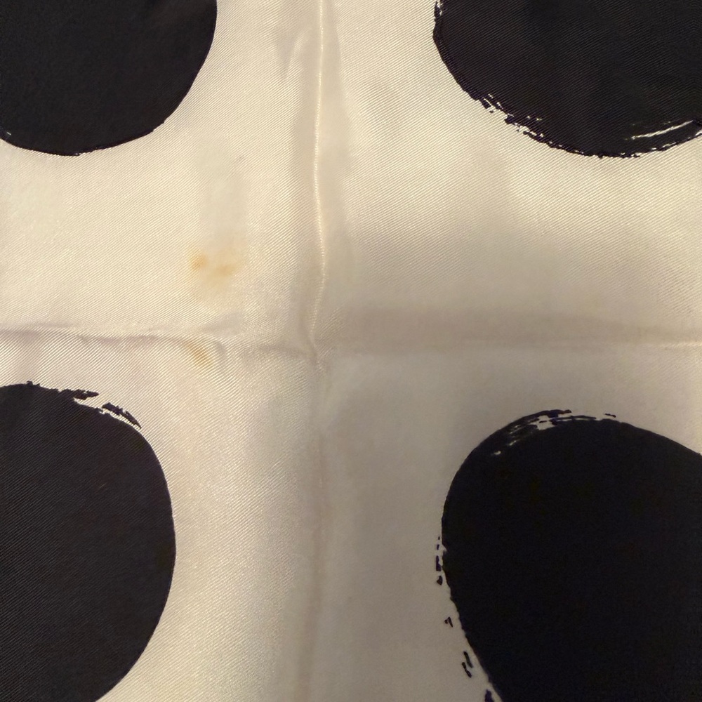 Vintage Silk Black and White Polka Dot Scarf by Vera - Picture 4 of 10